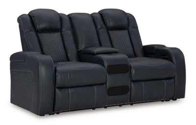 Fyne-Dyme Power Reclining Loveseat with Console - U&U Home Budget Furniture (Carteret, NJ)