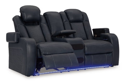 Fyne-Dyme Power Reclining Loveseat with Console - U&U Home Budget Furniture (Carteret, NJ)