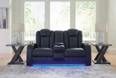 Fyne-Dyme Power Reclining Loveseat with Console - U&U Home Budget Furniture (Carteret, NJ)
