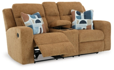 Kanlow Reclining Loveseat with Console - U&U Home Budget Furniture (Carteret, NJ)