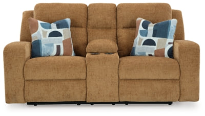 Kanlow Reclining Loveseat with Console - U&U Home Budget Furniture (Carteret, NJ)