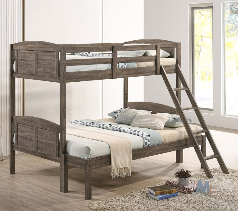 Flynn Bunk Bed Weathered Brown - U&U Home Budget Furniture (Carteret, NJ)