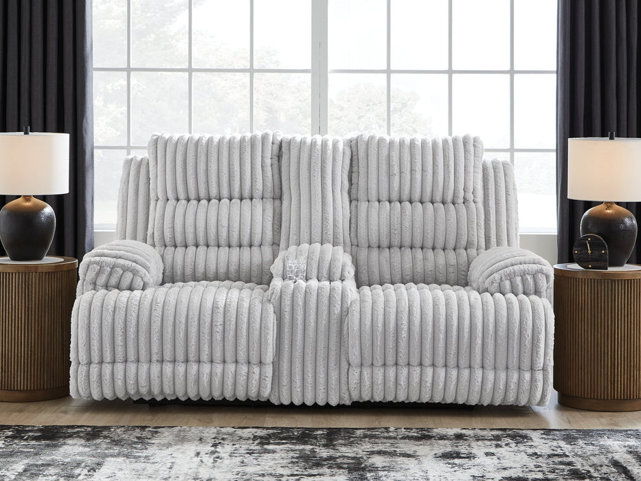 Rhines Falls Power Reclining Loveseat with Console - U&U Home Budget Furniture (Carteret, NJ)