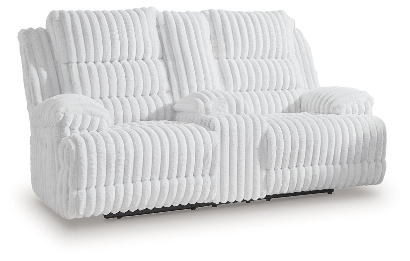 Rhines Falls Power Reclining Loveseat with Console - U&U Home Budget Furniture (Carteret, NJ)