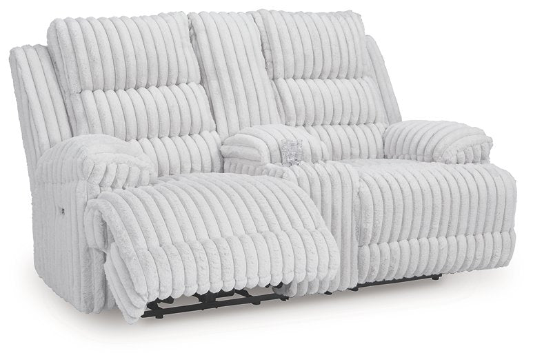 Rhines Falls Power Reclining Loveseat with Console - U&U Home Budget Furniture (Carteret, NJ)