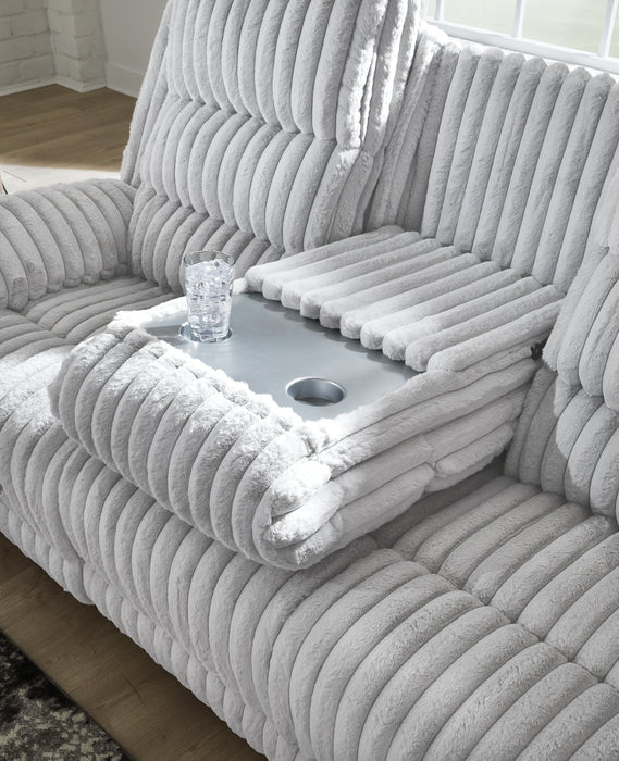 Rhines Falls Power Reclining Sofa with Drop Down Table - U&U Home Budget Furniture (Carteret, NJ)
