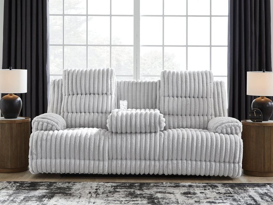 Rhines Falls Power Reclining Sofa with Drop Down Table - U&U Home Budget Furniture (Carteret, NJ)