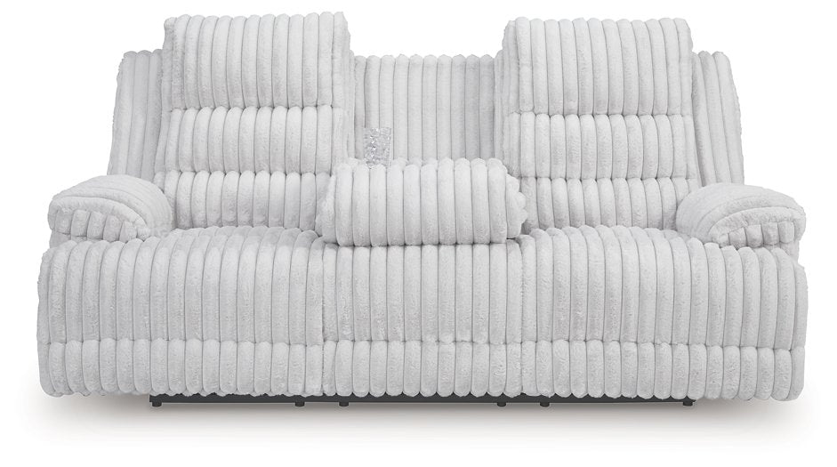 Rhines Falls Power Reclining Sofa with Drop Down Table - U&U Home Budget Furniture (Carteret, NJ)