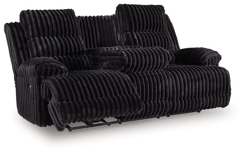 Rhine Falls Power Reclining Sofa with Drop Down Table - U&U Home Budget Furniture (Carteret, NJ)