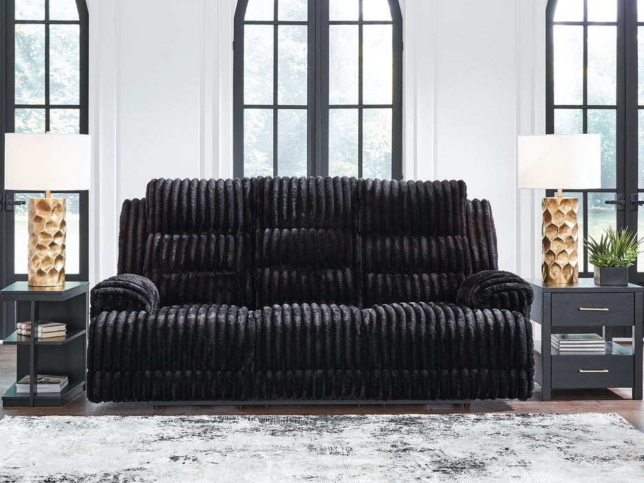 Rhine Falls Power Reclining Sofa with Drop Down Table - U&U Home Budget Furniture (Carteret, NJ)