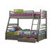 Ashton Twin Over Full 2-drawer Bunk Bed Cappuccino, White, Navy, Honey, & Brown - U&U Home Budget Furniture (Carteret, NJ)