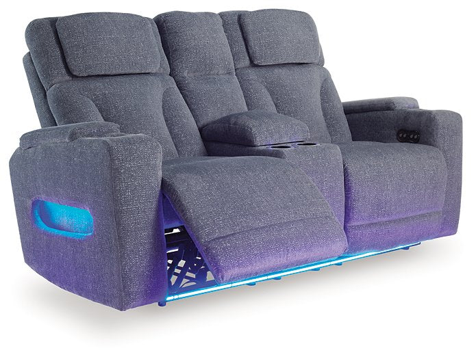 Studio Cave Power Reclining Loveseat with Console - U&U Home Budget Furniture (Carteret, NJ)