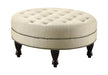Elchin Round Upholstered Tufted Ottoman Oatmeal - U&U Home Budget Furniture (Carteret, NJ)