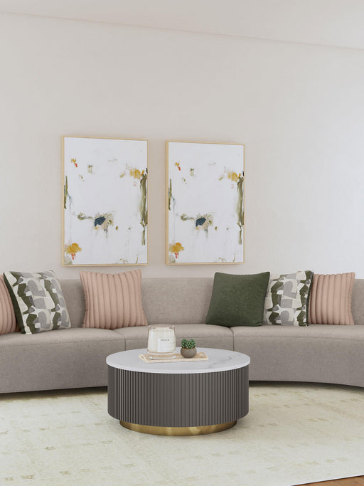 Fayette Upholstered Armless Chair Greige - U&U Home Budget Furniture (Carteret, NJ)