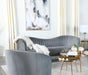 Sophia Upholstered Loveseat with Camel Back Grey and Gold - U&U Home Budget Furniture (Carteret, NJ)