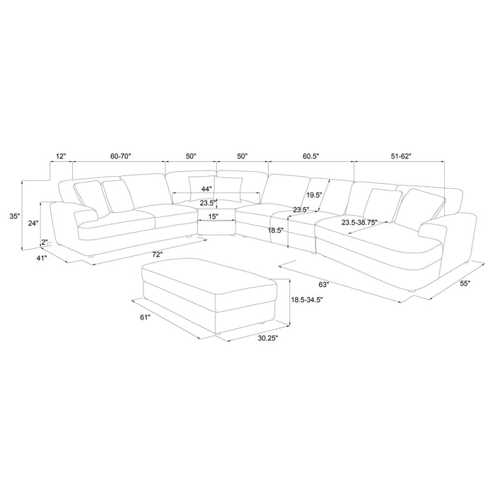 Emberson Upholstered Modular Sectional Sofa Ivory - U&U Home Budget Furniture (Carteret, NJ)