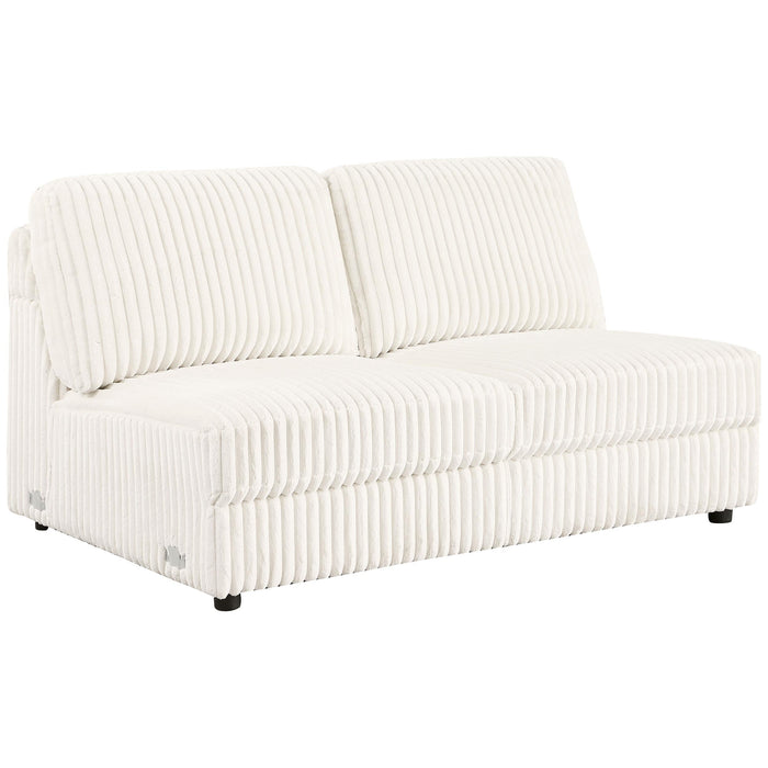 Emberson Upholstered Armless Loveseat Ivory - U&U Home Budget Furniture (Carteret, NJ)