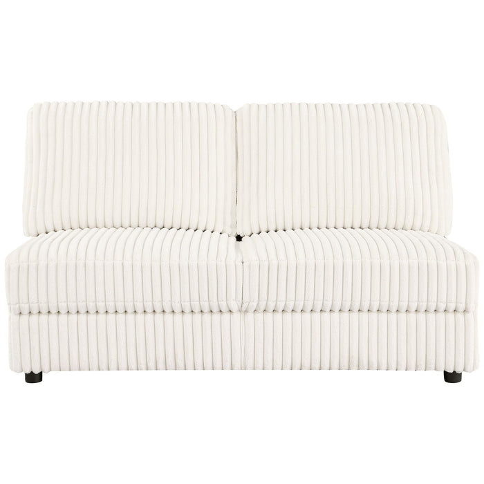 Emberson Upholstered Armless Loveseat Ivory - U&U Home Budget Furniture (Carteret, NJ)