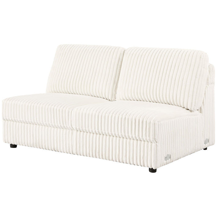 Emberson Upholstered Armless Loveseat Ivory - U&U Home Budget Furniture (Carteret, NJ)