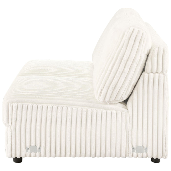 Emberson Upholstered Armless Loveseat Ivory - U&U Home Budget Furniture (Carteret, NJ)