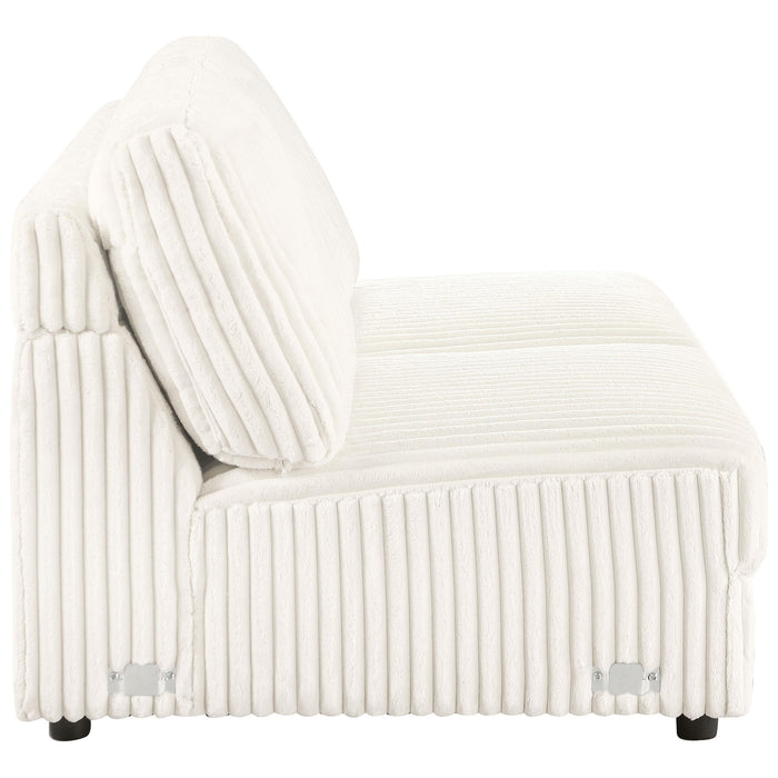 Emberson Upholstered Armless Loveseat Ivory - U&U Home Budget Furniture (Carteret, NJ)
