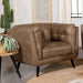 Thatcher Upholstered Button Tufted Chair Brown - U&U Home Budget Furniture (Carteret, NJ)