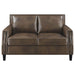 Leaton Upholstered Recessed Arms Loveseat Brown Sugar - U&U Home Budget Furniture (Carteret, NJ)