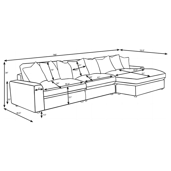 Blaine Upholstered Reversible Chaise Sectional Sofa - U&U Home Budget Furniture (Carteret, NJ)