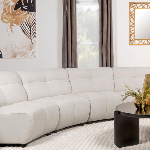 Charlotte Upholstered Curved Armless Chair Ivory - U&U Home Budget Furniture (Carteret, NJ)