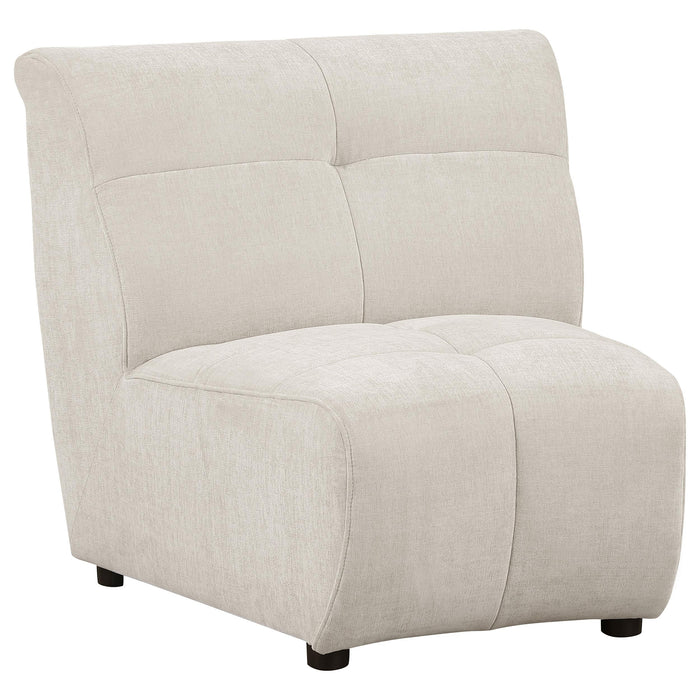 Charlotte Upholstered Curved Armless Chair Ivory - U&U Home Budget Furniture (Carteret, NJ)
