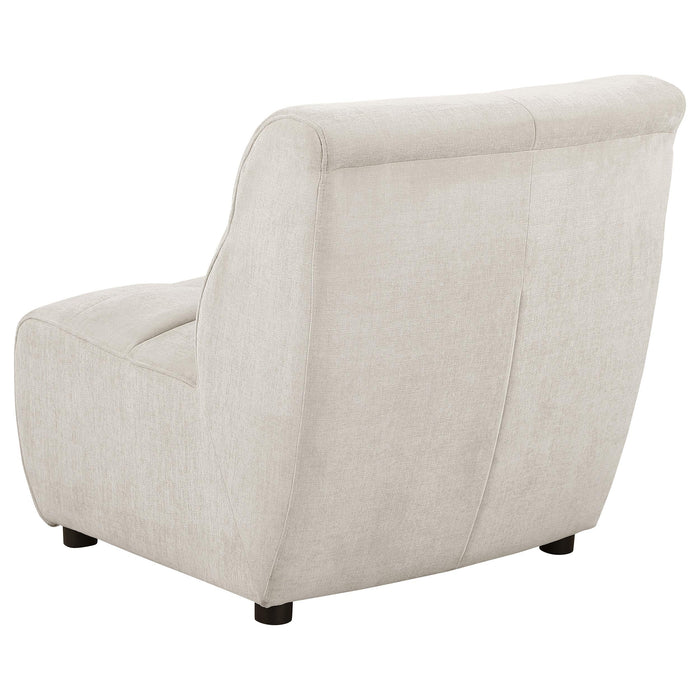 Charlotte Upholstered Curved Armless Chair Ivory - U&U Home Budget Furniture (Carteret, NJ)