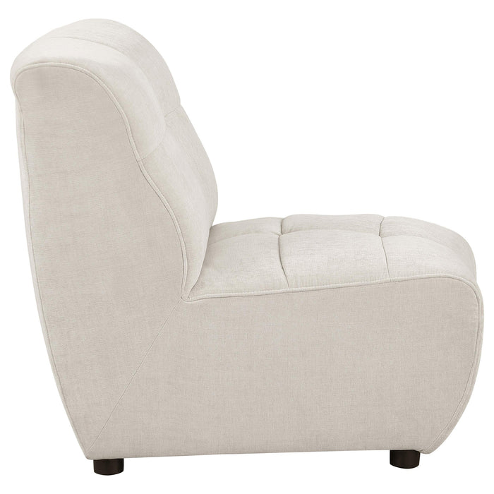 Charlotte Upholstered Curved Armless Chair Ivory - U&U Home Budget Furniture (Carteret, NJ)