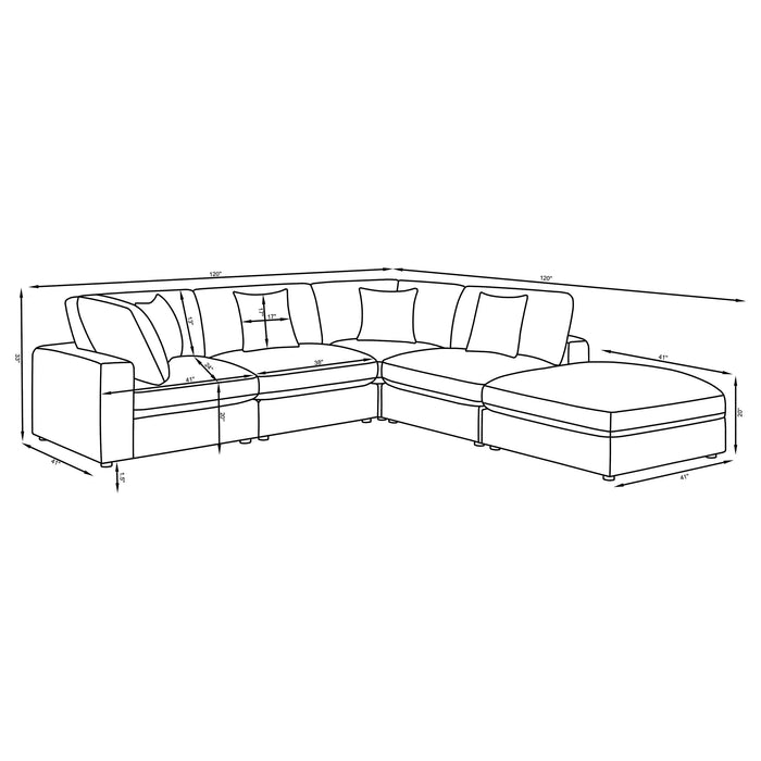 Serene 5-piece Upholstered Modular Sectional Sofa Beige - U&U Home Budget Furniture (Carteret, NJ)