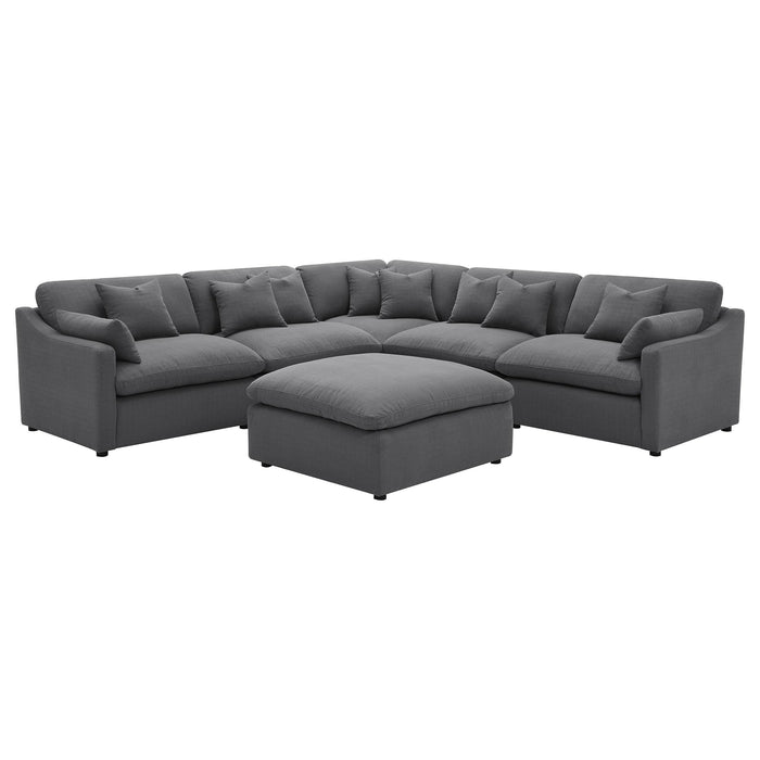 Hobson 6-piece Upholstered Modular Sectional Sofa Charcoal - U&U Home Budget Furniture (Carteret, NJ)