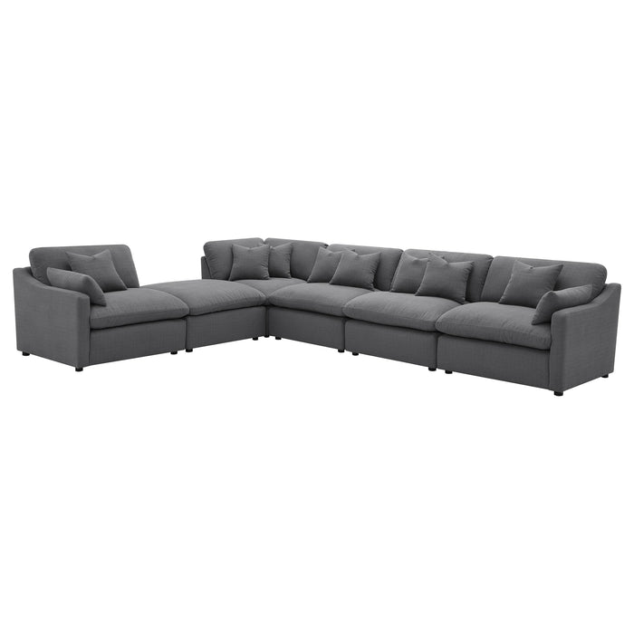 Hobson 6-piece Upholstered Modular Sectional Sofa Charcoal - U&U Home Budget Furniture (Carteret, NJ)