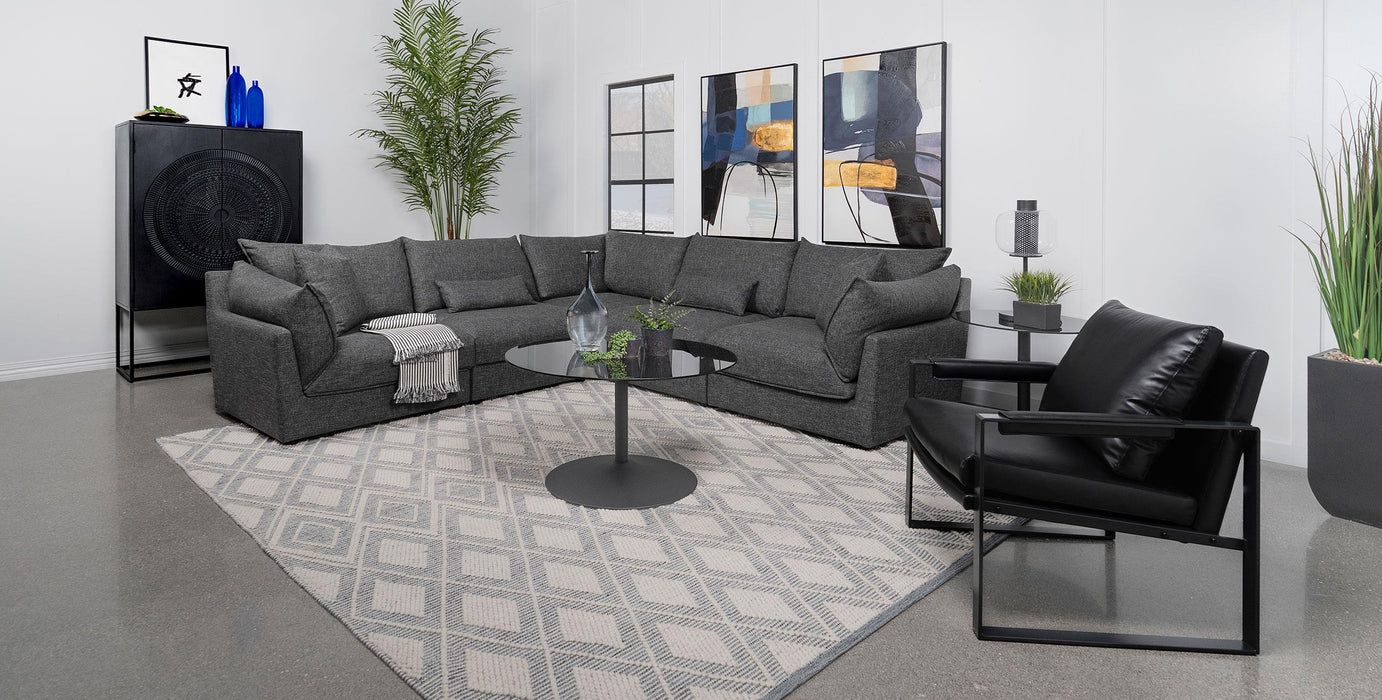 Sasha Upholstered Corner Chair Barely Black - U&U Home Budget Furniture (Carteret, NJ)