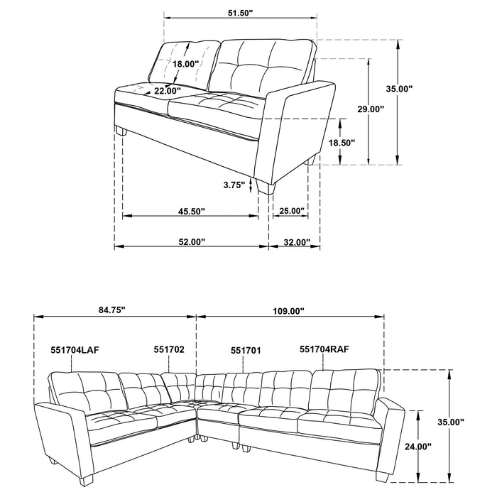 Georgina 5 Pc Stationary Sectionals Grey - U&U Home Budget Furniture (Carteret, NJ)