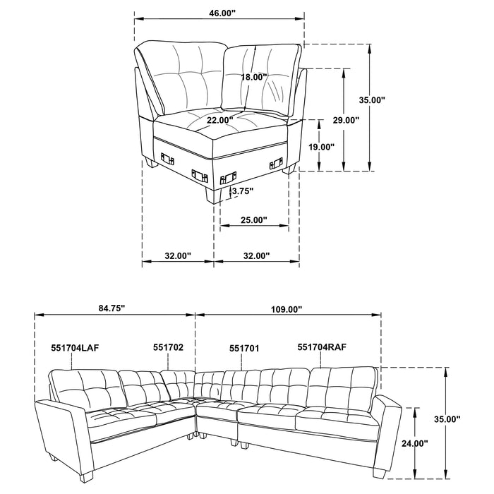 Georgina Modular Sectionals Chair - U&U Home Budget Furniture (Carteret, NJ)