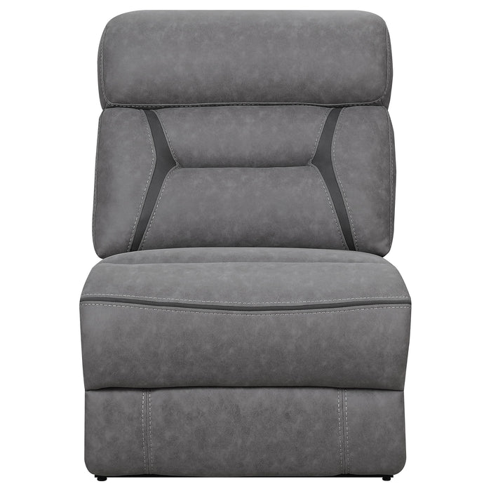 Higgins Upholstered Armless Chair Grey - U&U Home Budget Furniture (Carteret, NJ)