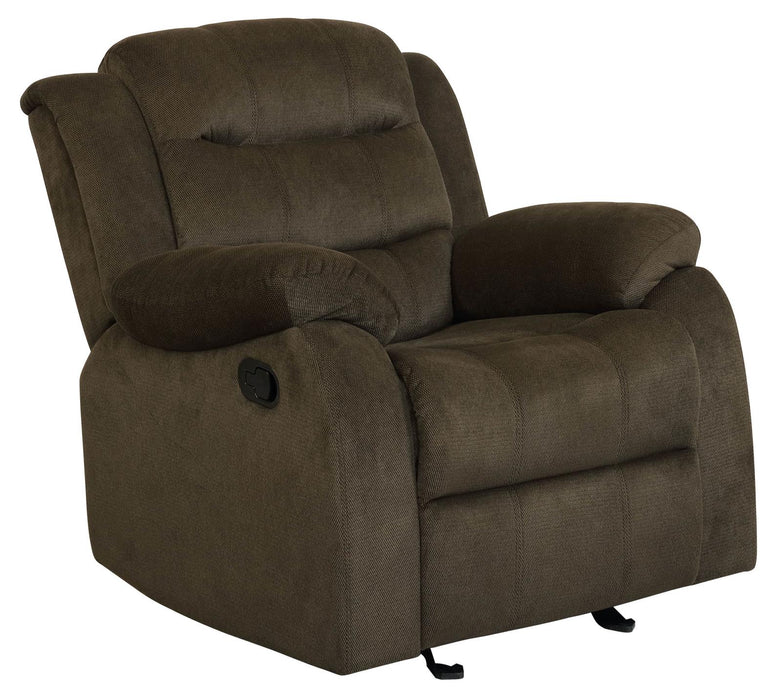 Rodman Upholstered Glider Recliner Chocolate - U&U Home Budget Furniture (Carteret, NJ)