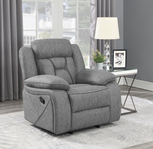 Higgins Overstuffed Upholstered Glider Recliner Grey - U&U Home Budget Furniture (Carteret, NJ)
