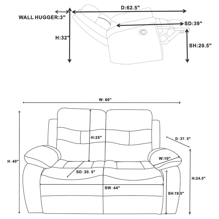Nova Reclining Loveseat - U&U Home Budget Furniture (Carteret, NJ)