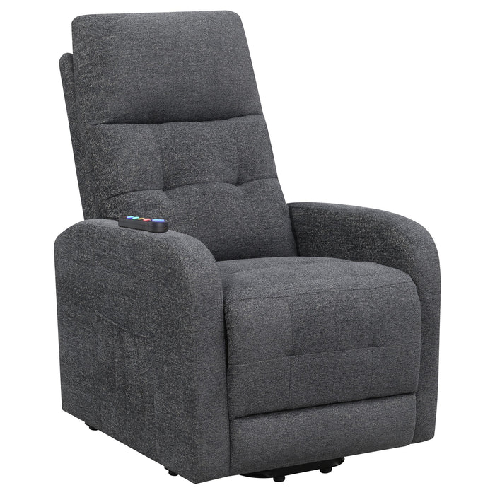 Howie Tufted Upholstered Power Lift Recliner Charcoal - U&U Home Budget Furniture (Carteret, NJ)