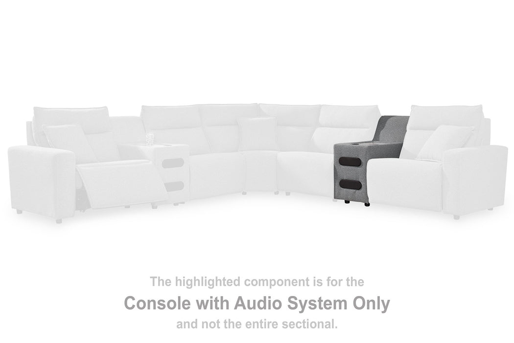 ModMax II Reclining Sectional with Chaise and Audio Console - U&U Home Budget Furniture (Carteret, NJ)
