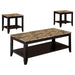Flores 3-piece Occasional Table Set with Shelf Cappuccino - U&U Home Budget Furniture (Carteret, NJ)