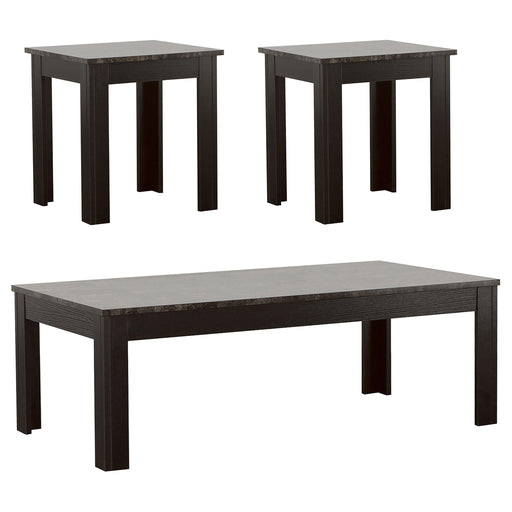 Rhodes 3-piece Faux-marble Top Occasional Table Set Black - U&U Home Budget Furniture (Carteret, NJ)