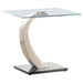 Pruitt Glass Top End Table Clear and Satin - U&U Home Budget Furniture (Carteret, NJ)