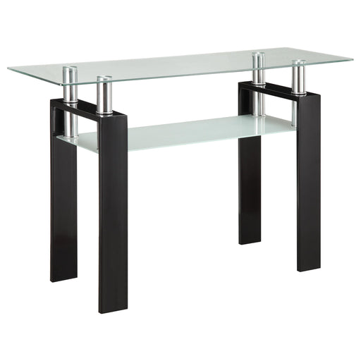 Dyer Tempered Glass Sofa Table with Shelf Black - U&U Home Budget Furniture (Carteret, NJ)
