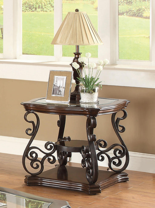 Laney End Table Deep Merlot and Clear - U&U Home Budget Furniture (Carteret, NJ)