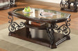 Laney Coffee Table Deep Merlot and Clear - U&U Home Budget Furniture (Carteret, NJ)